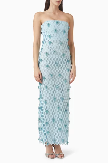 فستان إيريديسا بصدرية ومطرز بنسيج متشابك