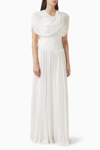 فستان نانسي طويل بتصميم مشد وكاب