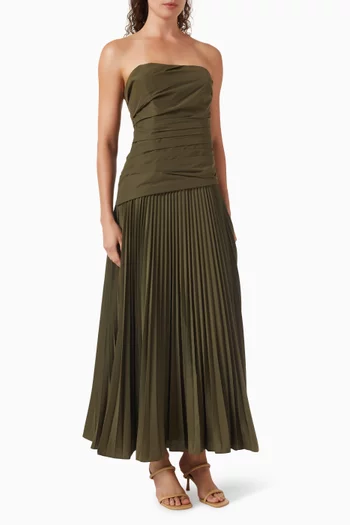 Aria Pleated Bustier Dress in Cotton Blend