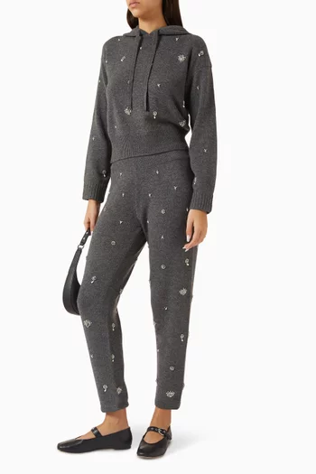 كنزة كارمن بغطاء رأس ومطرزة مزيج صوف