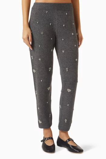 Kandace Embellished Sweatpants in Wool Blend