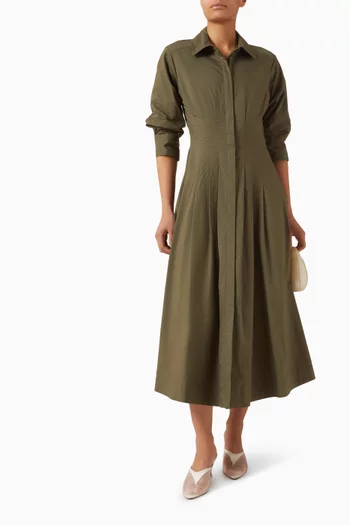 فستان جاز بطيّات قطن بوبلين