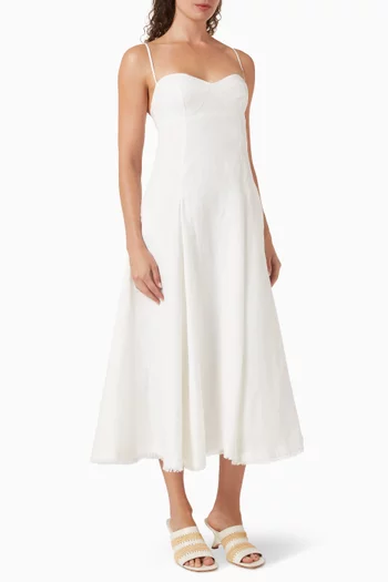 فستان اناليز بصدرية بتصميم مشد مزيج كتان