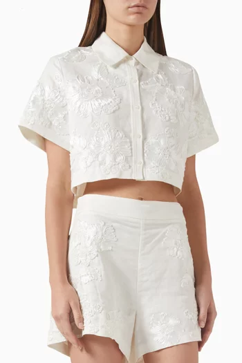 Callie Soutache Camp Shirt in Linen