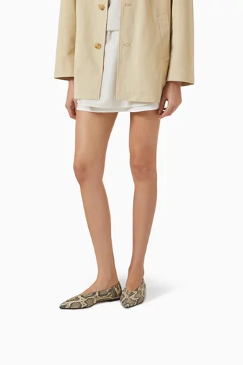 حذاء باليرينا موا بكعب مسطح جلد بنقشة جلد الأفعى