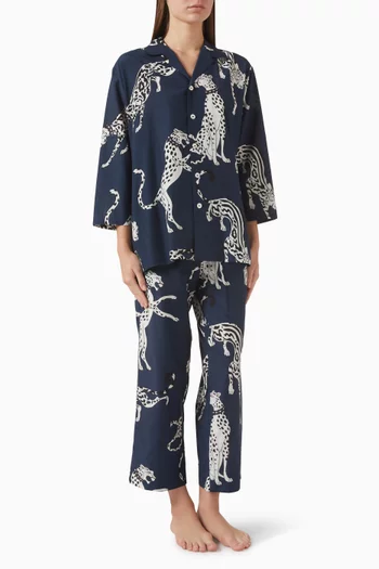 طقم بيجاما كازابلانكا مزيج قطن وحرير