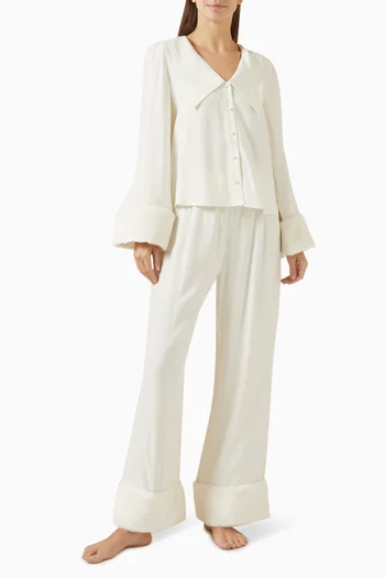 Frenchie Fur Pyjama Set in Satin