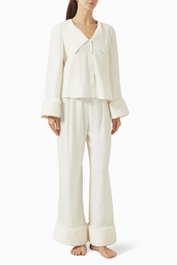 Frenchie Fur Pyjama Set in Satin