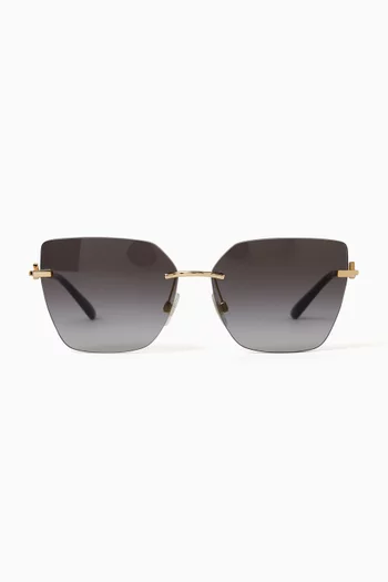 Rimless Cat-eye Sunglasses in Metal