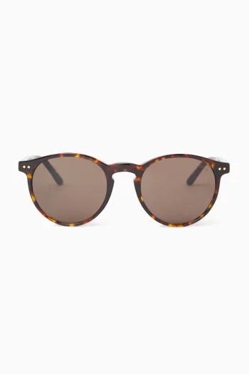 Rugby-Stripe Round Sunglasses in Acetate