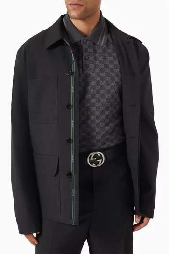 حزام بوجهين وشعار حرفي GG جلد