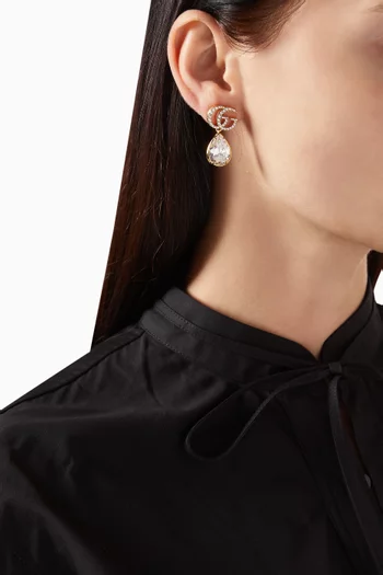 GG Marmont Crystal Drop Earrings in Brass