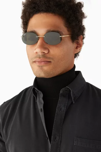 نظارة شمسية بإطار بيضاوي معدن