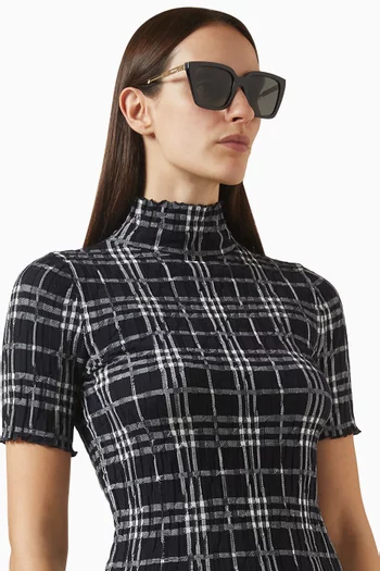 نظارة شمسية بإطار مربع بتصميم عين القطة أسيتات