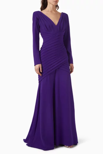 Keris Pleated Gown in Crepe