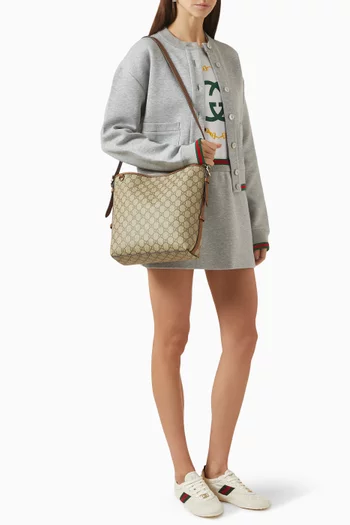 حقيبة كتف صغيرة بشعار حرفي GG قنب