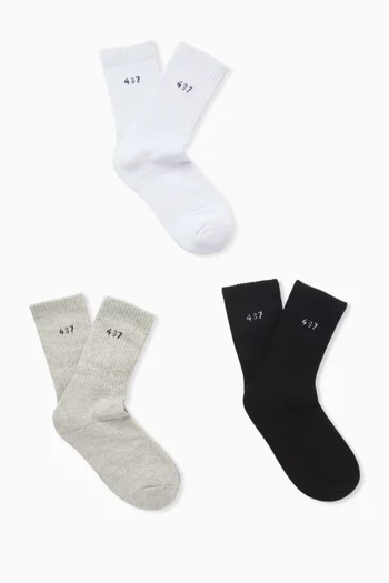 Logo Socks in Cotton-blend, Set of 3