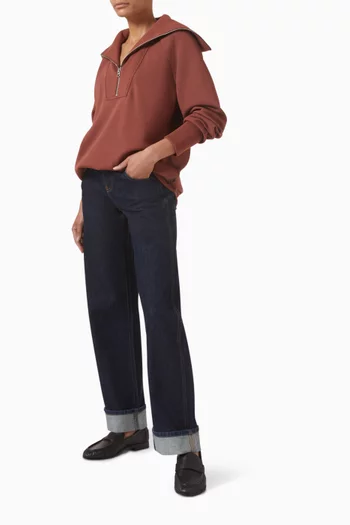 سويت شيرت زينا بقصة طويلة وسحّاب قصير قماش دابل سوفت