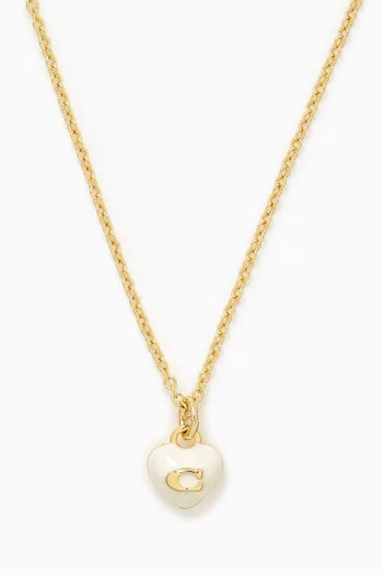Chalk Hearts Short Pendant Necklace in Plated Brass