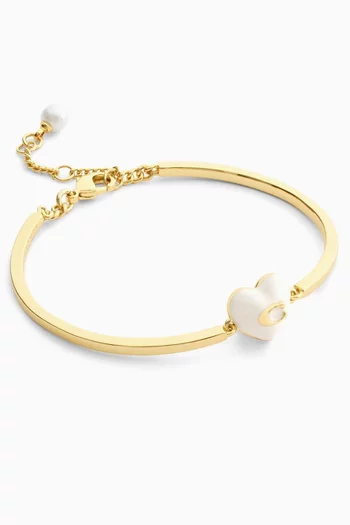 Chalk Hearts Cuff Bracelet in Plated Brass