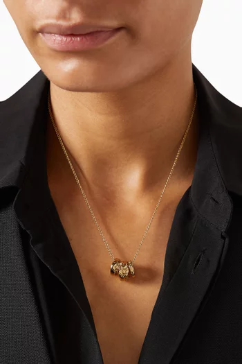 Braided Rondelle Short Pendant Necklace in Plated Brass