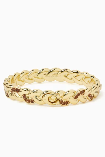 Braided Hinged Bracelet in Plated Brass