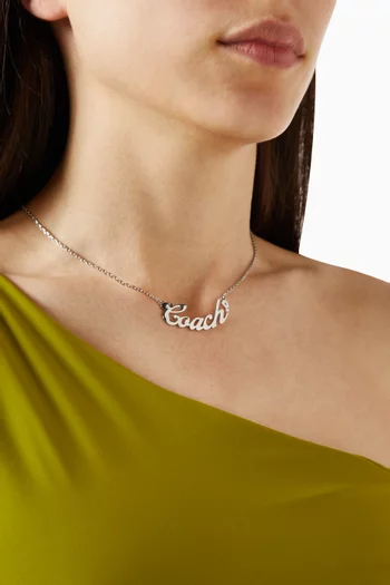 Nameplate Short Pendant Necklace in Plated Brass