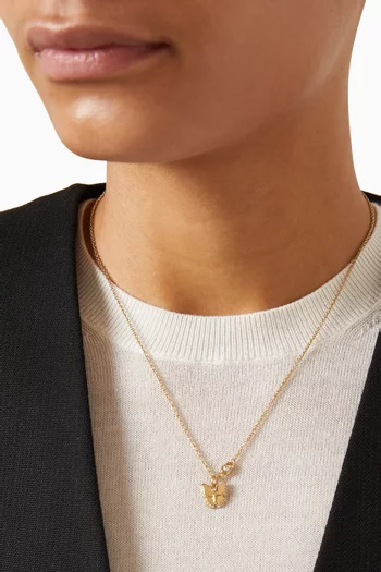 Pavé Icon Butterfly Short Pendant Necklace in Plated Brass