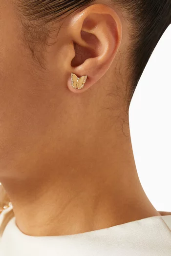 أقراط بتصميم فراشة مرصعة بأحجار بافيه نحاس مطلي