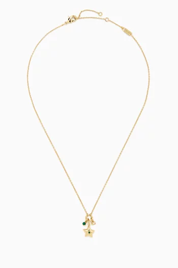 Star Pendant Necklace & Earrings Set in Plated Brass