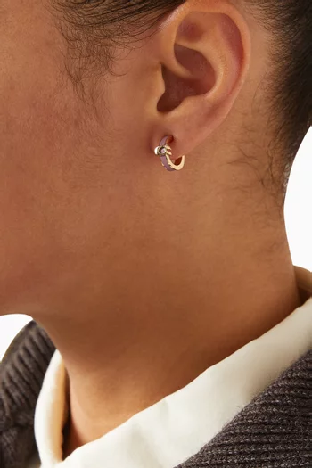 Signature C Enamel Huggie Earrings in Plated Brass