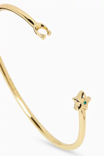 Star Open Cuff Bracelet in Plated Brass