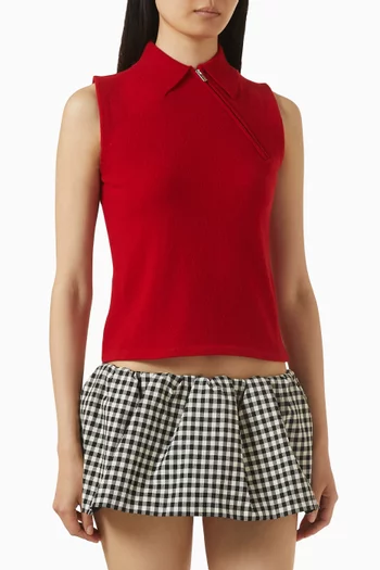 Sleeveless Polo Shirt in Cashmere