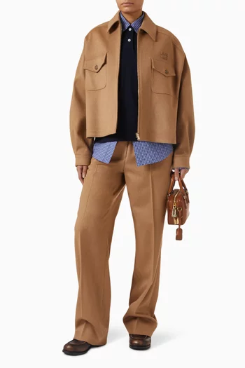 Boxy Blouson Jacket in Camel Hair