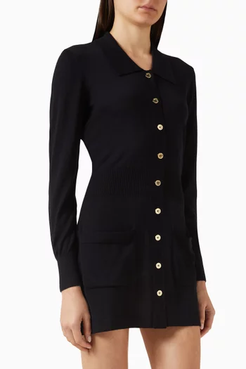 فستان بولو منسوج من صوف مارينو