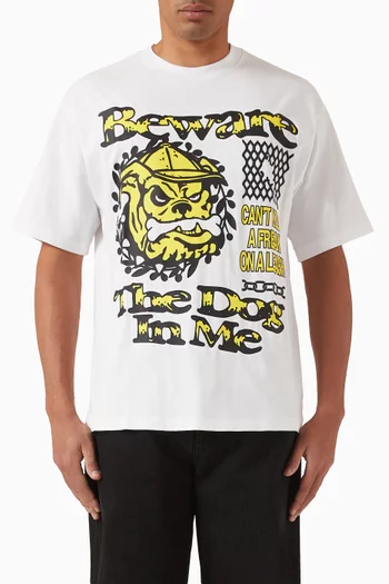 تي شيرت بطبعة Beware Dog قطن