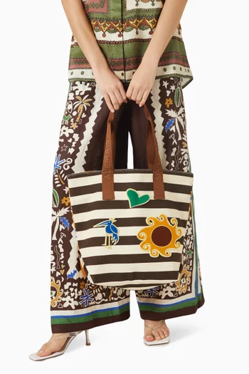Maroc Stripe Patch Shopper Tote Bag