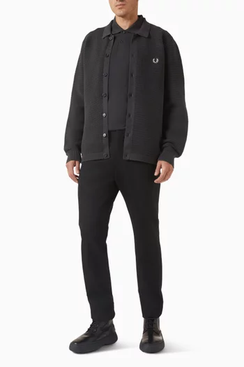 كارديغان بأزرار ونسيج بغرزة بونتيل مزيج قطن