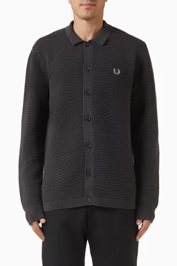 كارديغان بأزرار ونسيج بغرزة بونتيل مزيج قطن