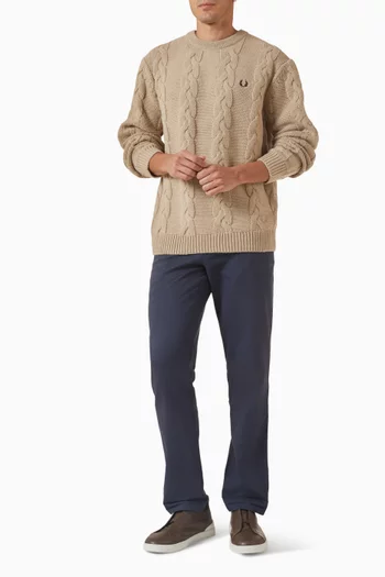 سترة منسوجة بغرزة الضفيرة السميكة مزيج صوف