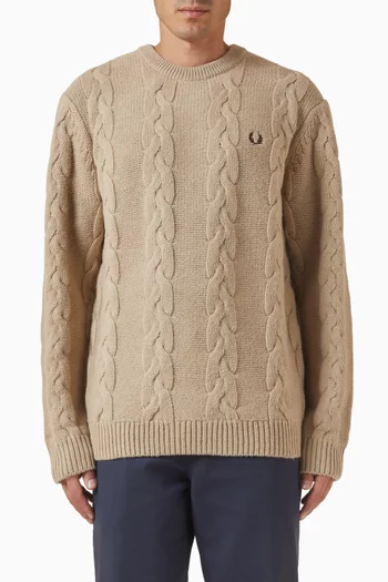 سترة منسوجة بغرزة الضفيرة السميكة مزيج صوف