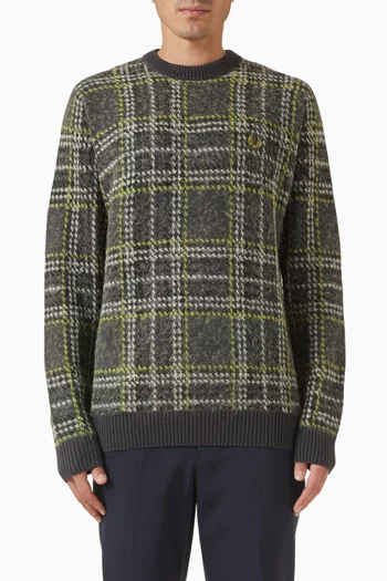 سترة بنسيج ناعم ونقشة مربعات ترتان مزيج قطن