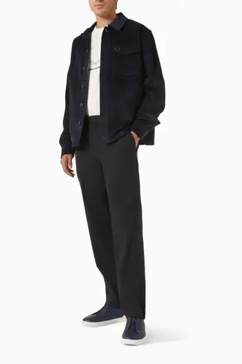 قميص بنمط جاكيت قماش قطني مخملي مضلع