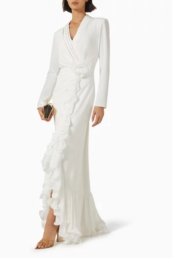 Ruffled Slit Gown