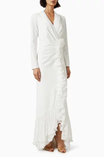 Ruffled Slit Gown