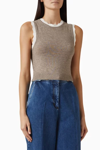 بلوزة اليو منسوجة مزيج صوف