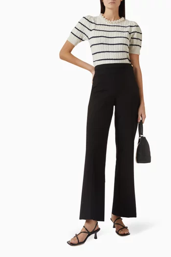 Pearl-embellished Knit Sweater in Wool Blend