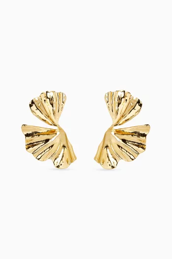 Palmera Half Flower Earrings in 14kt Gold-plated Brass