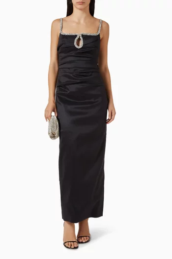 Astonhall Rhinestone-trim Dress in Dupion