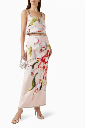 Yorkley Rhinestone-trim Top in Linen Blend